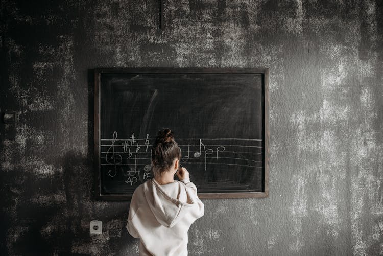 Girl Writing On A Chalkboard