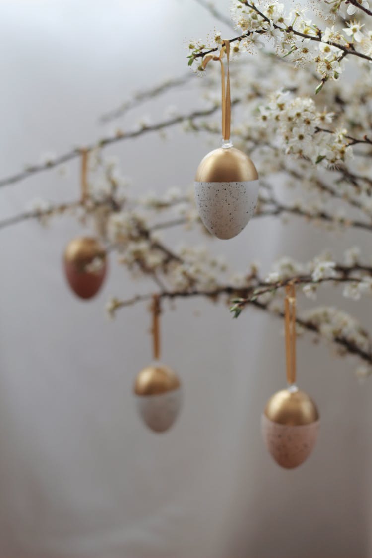 Easter Egg Tree With Blossoms In Light Room