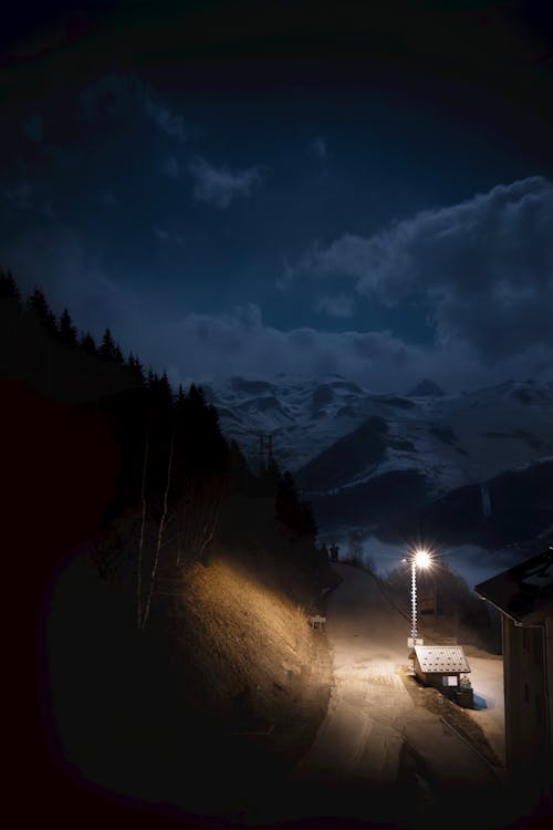Free Snow Capped Mountain During Night Time Stock Photo