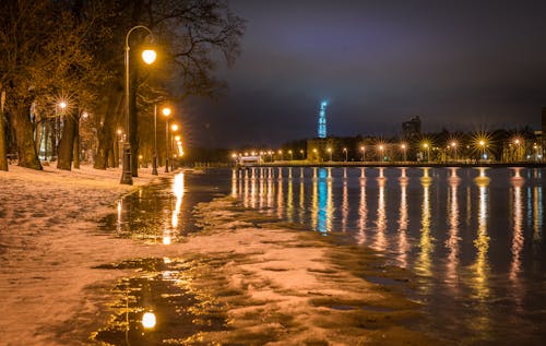 Fotografia światła Ulicznego Na Brzegu Morza