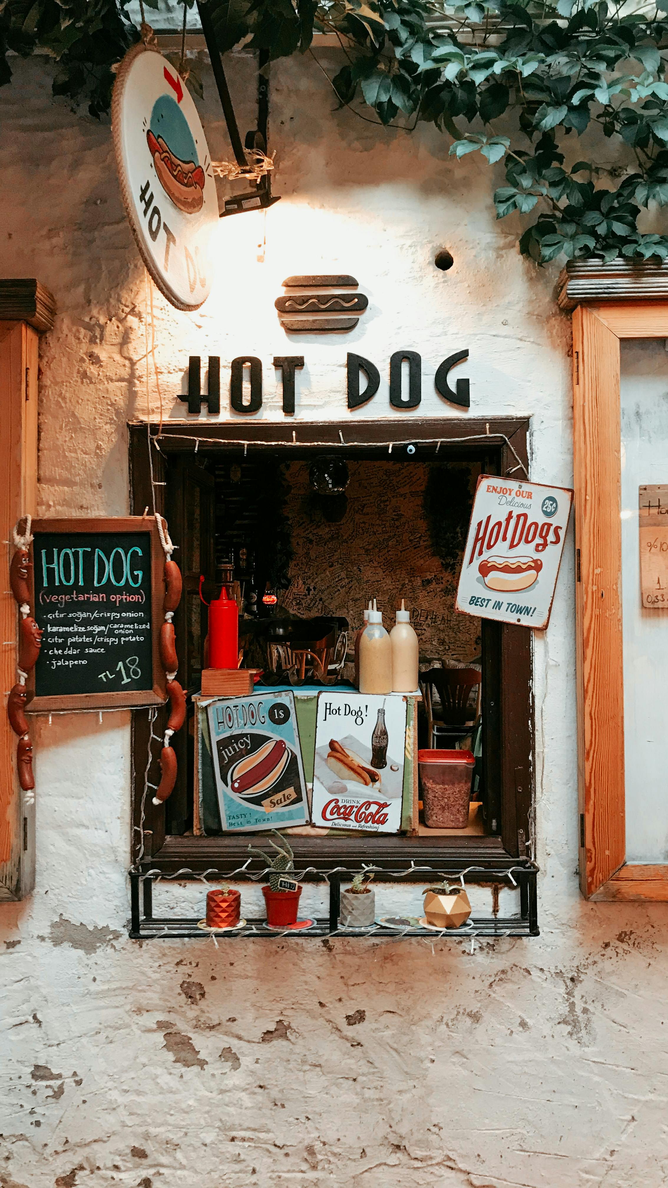 counter selling hot dogs on street