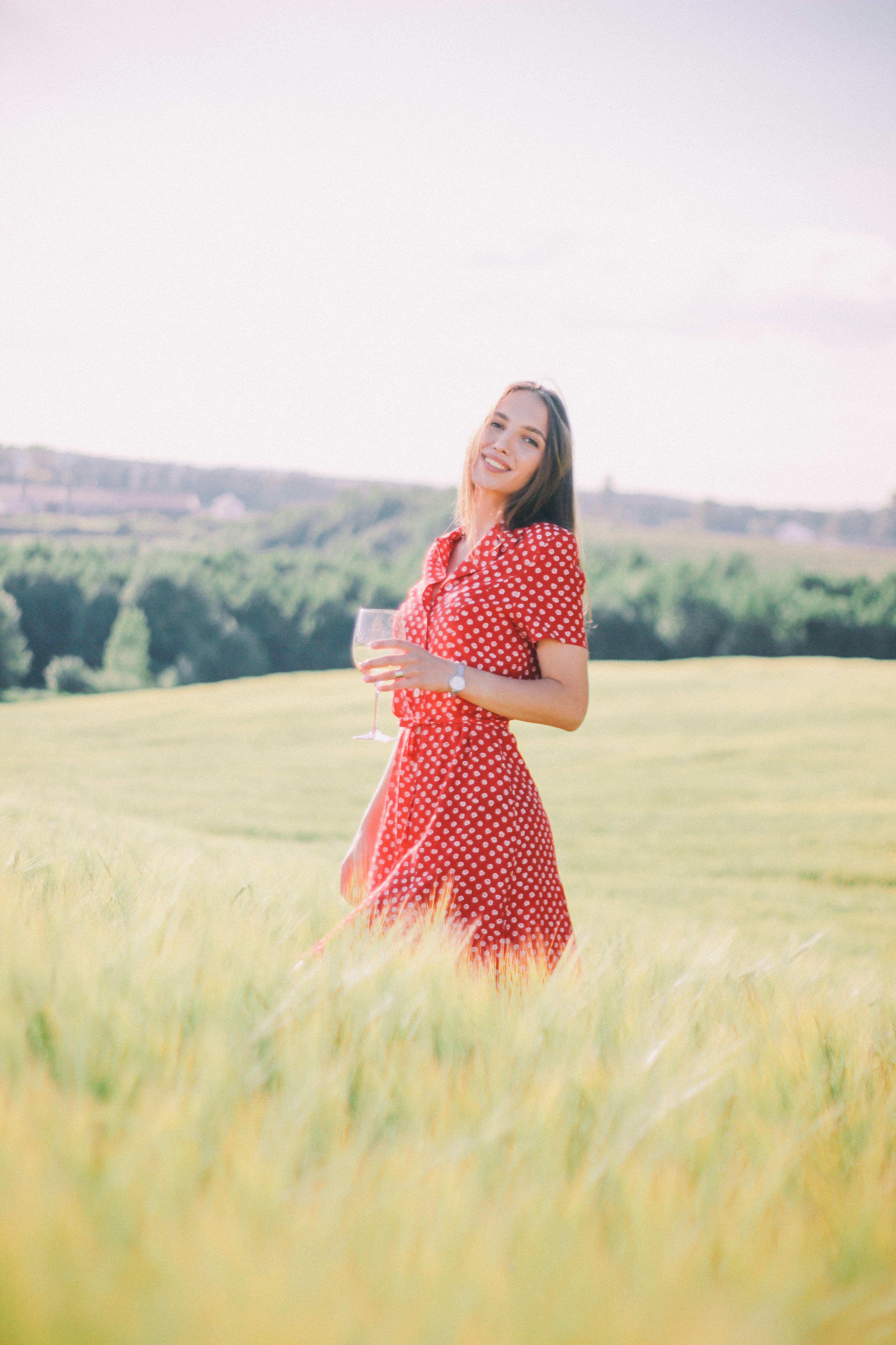a-woman-in-polka-dots-dress-free-stock-photo