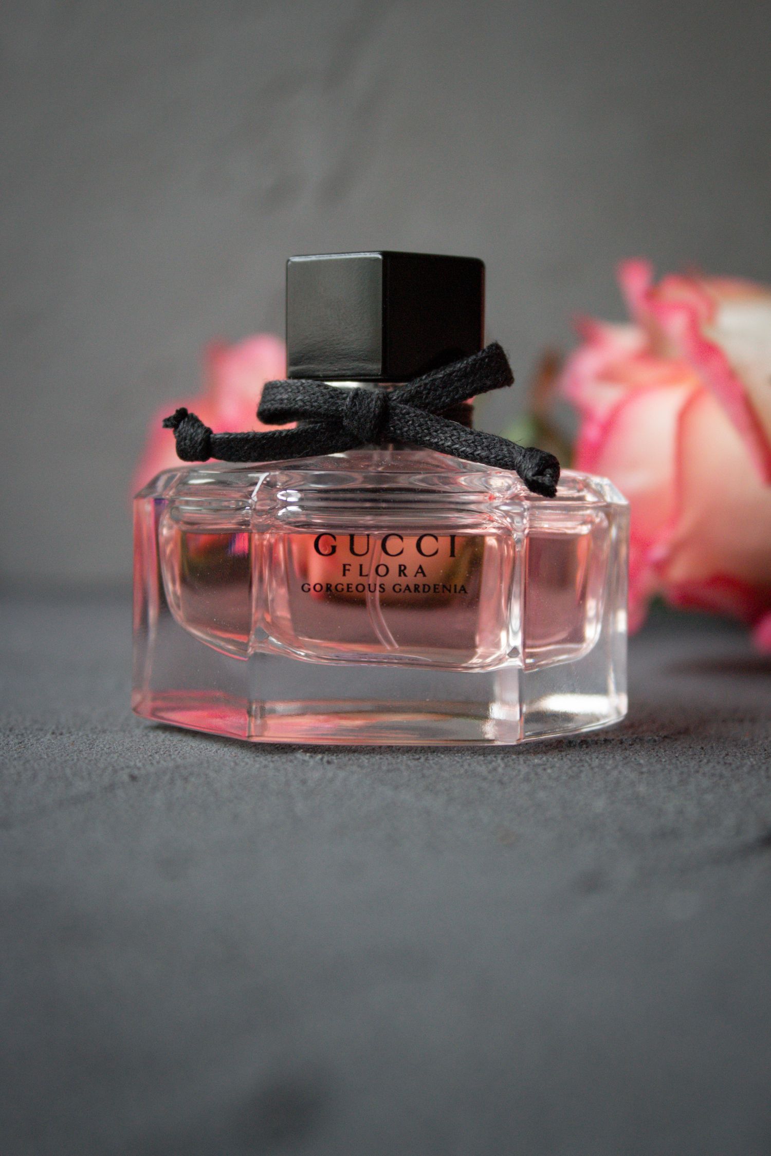 Perfume bottle with roses