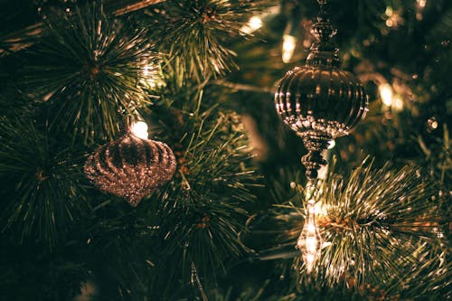 Free Selective Focus Photography of Christmas Baubles With String Lights Stock Photo