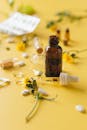 Brown Glass Bottle on White Table