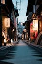 Stores on a Narrow Alley in Japan