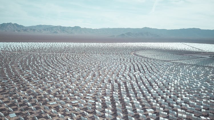 Solar Power Plant Near The Mountains