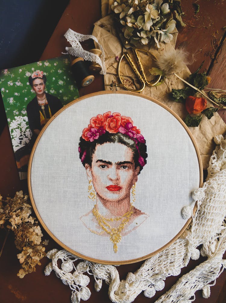 Embroidered Image Of Frida Kahlo