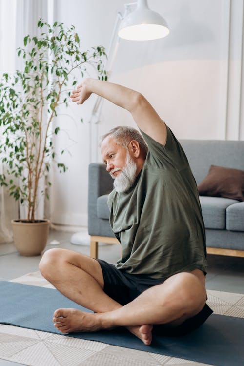 An Elderly Man Doing Exercise