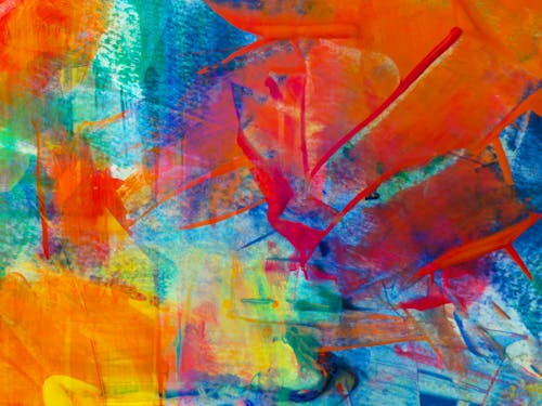 Blue Red and Yellow Abstract Painting