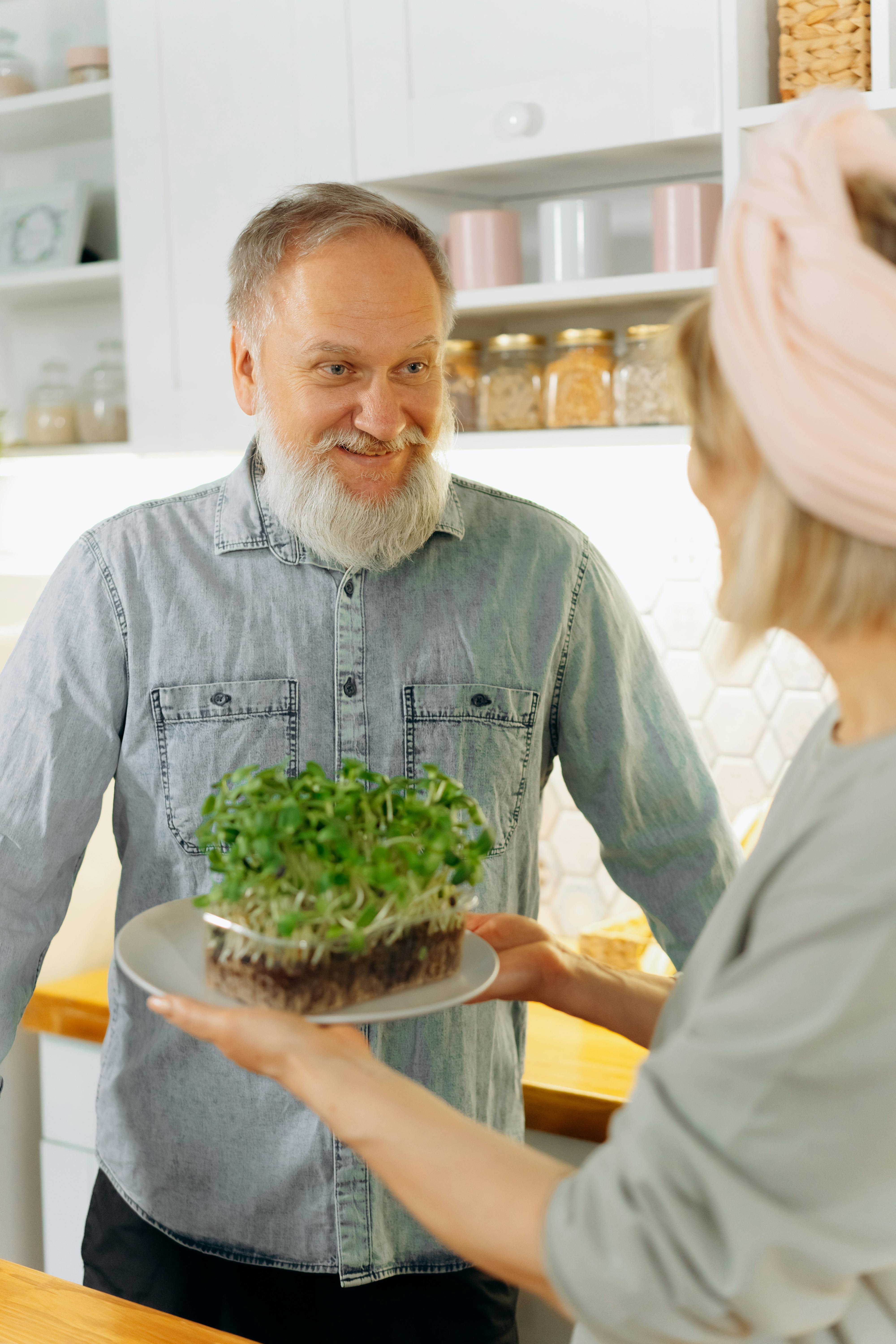 a couple with microgreens