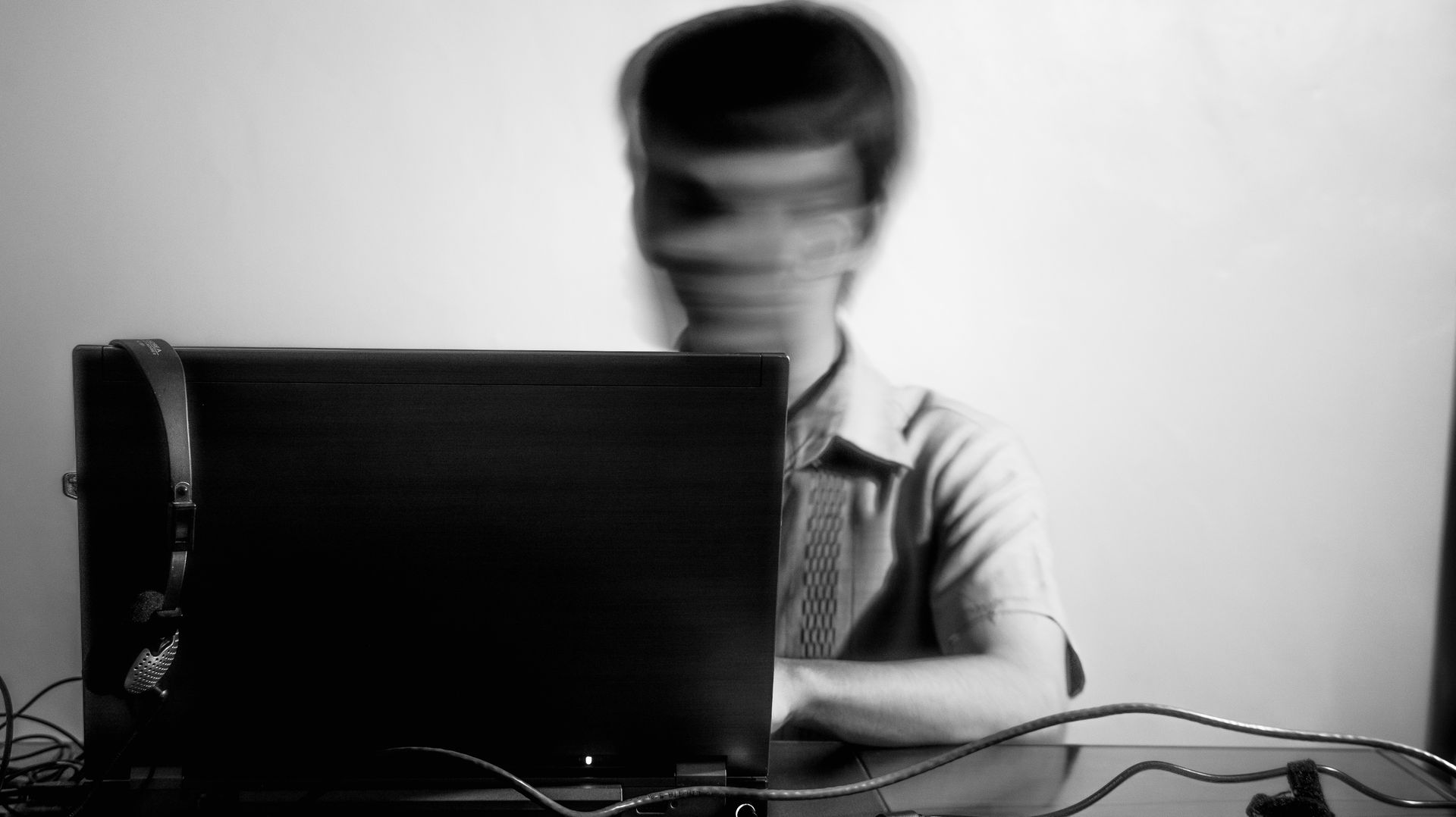 Focused man working on computer