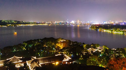 Free stock photo of city at night, lake