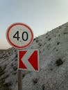 Traffic Signs Beside a Hill