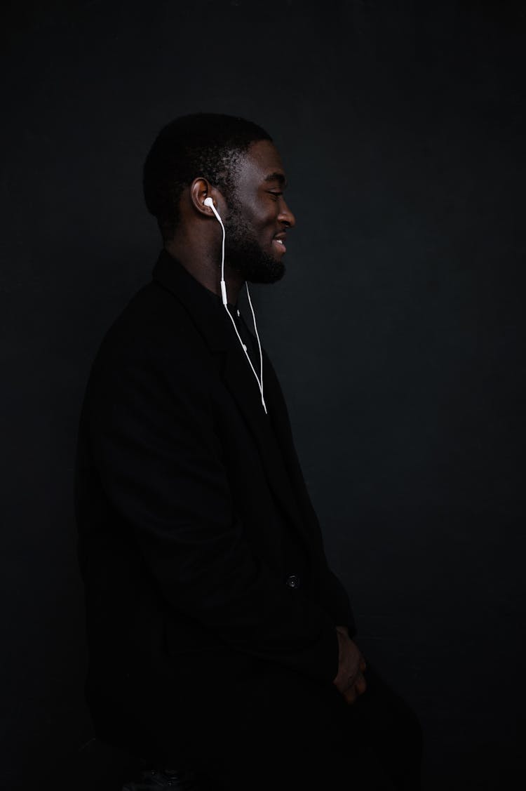 Smiling Black Man In Headphones