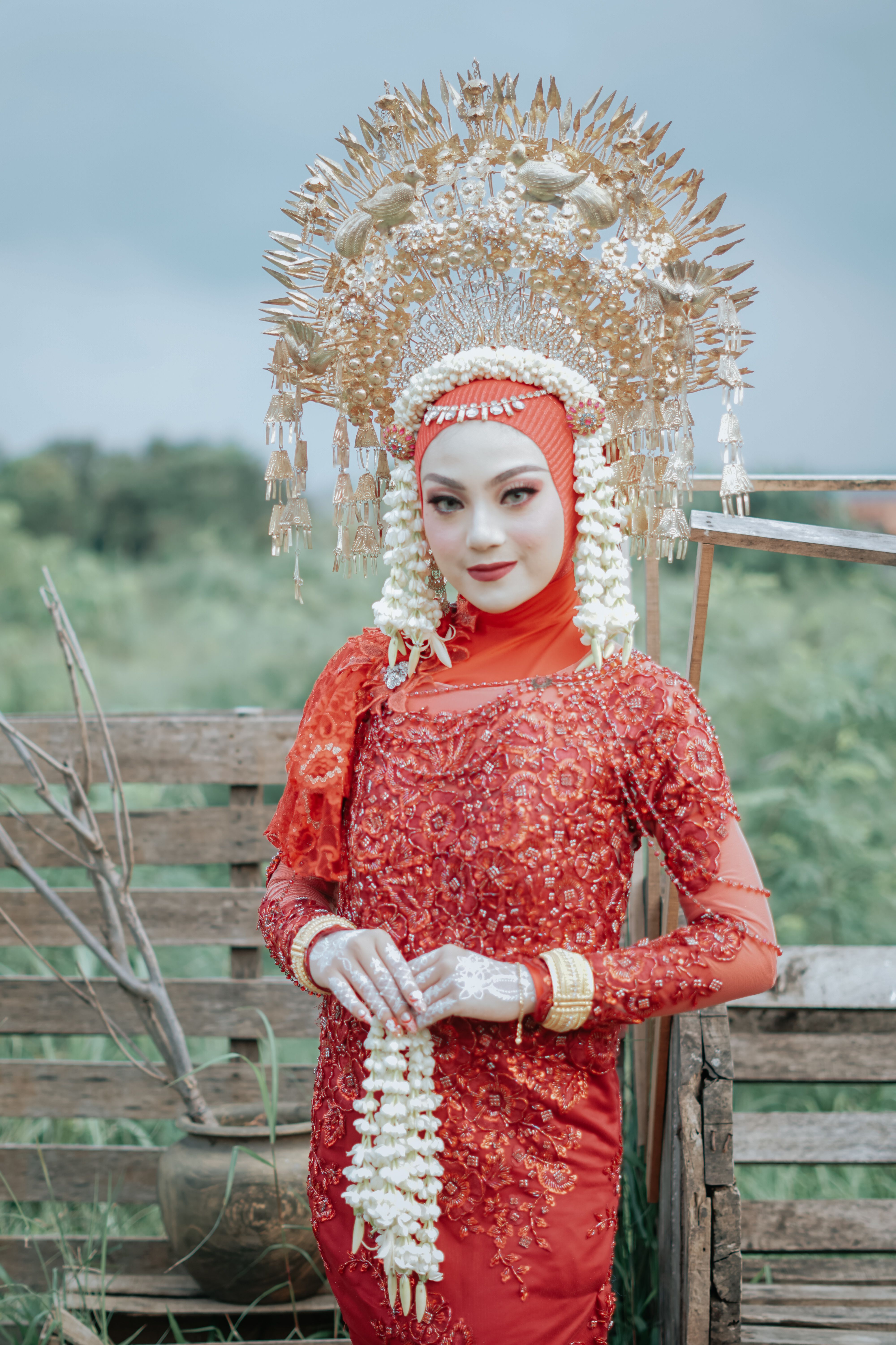 Portrait of Woman in a Red Costume and White Plume · Free Stock Photo