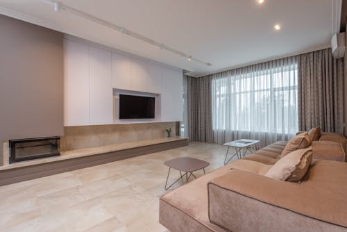 Spacious modern living room interior