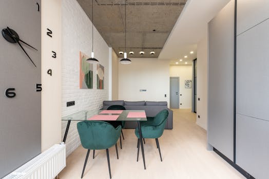 Stylish modern apartment with sleek furniture and contemporary decor.