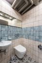 Interior of bathroom with creative design