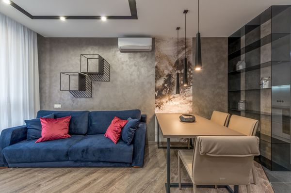 Spacious bright clean living room with fresh air