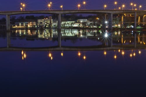 Free stock photo of bridge, city lights, light reflections