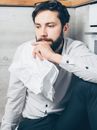 Man in Long Sleeve Button Down Shirt