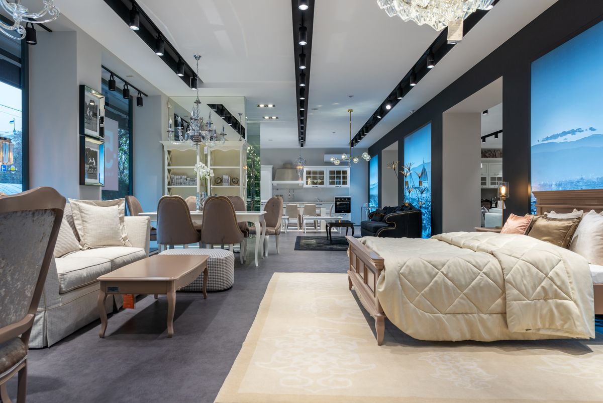 Branded furniture showroom transformation, commercial interior design