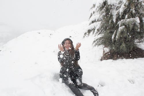 Free stock photo of artificial snow, heavy snow, laugh