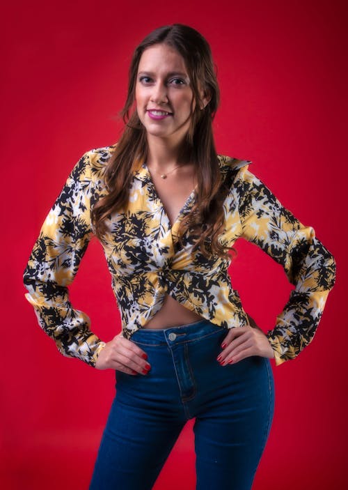 A Woman Wearing a Floral Top