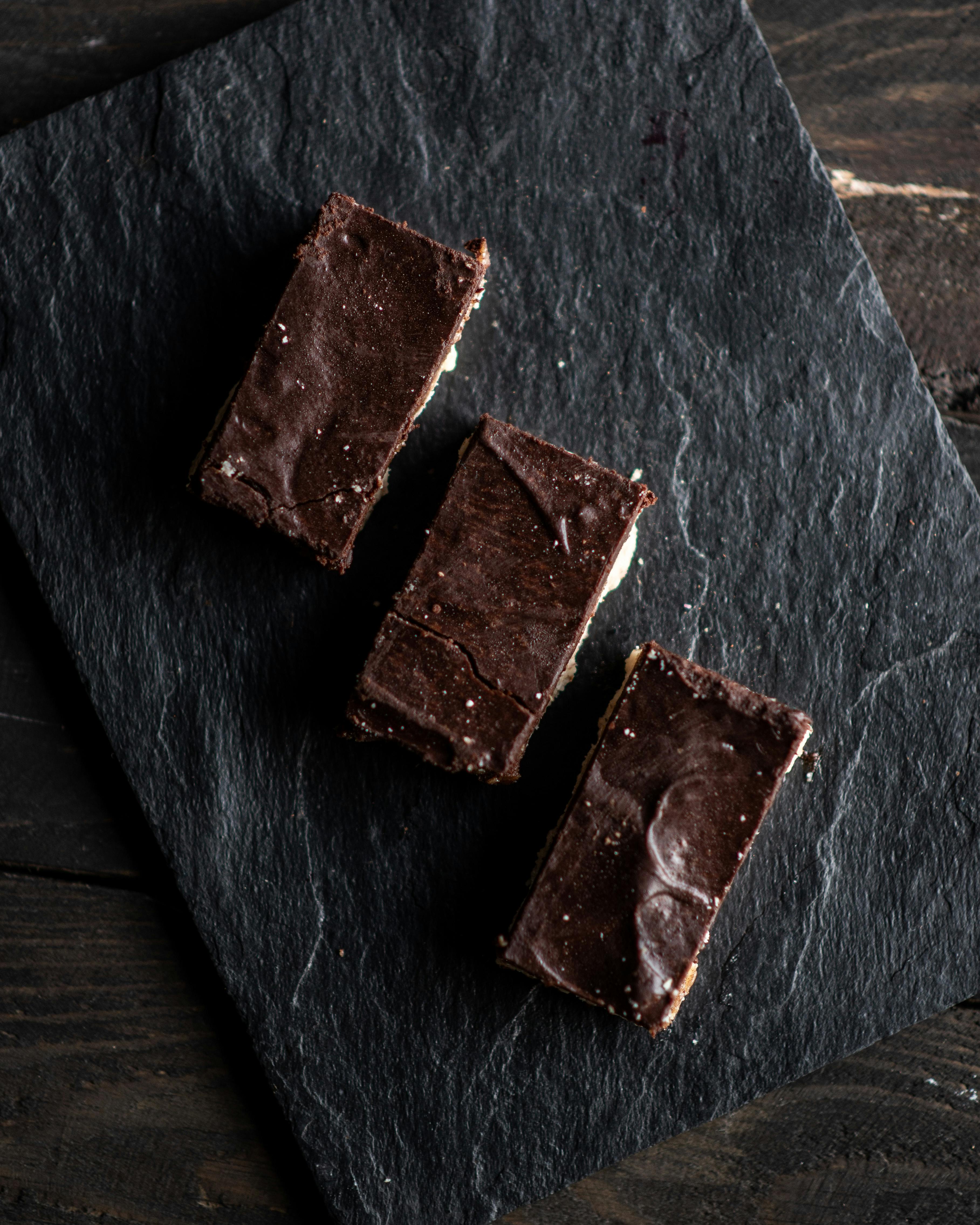 chocolate bars on shabby surface