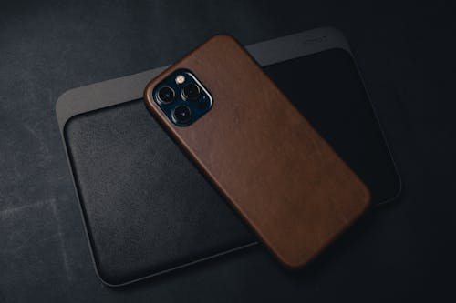 Latest Iphone with Brown Leather Case