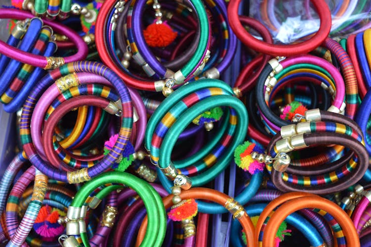 Pile Of Women's Assorted Colored Bangles