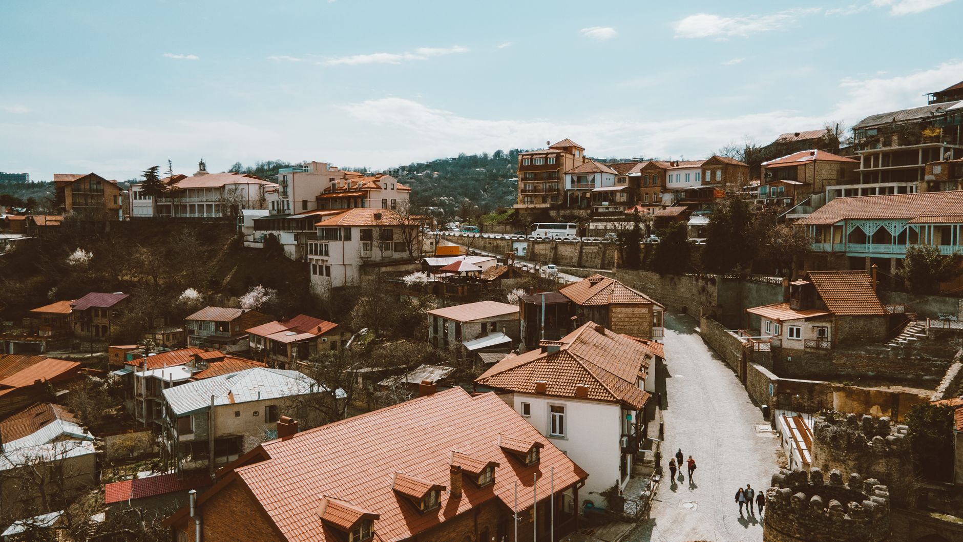 Stone houses and a river lane in the old quarter of Kakopetria in the Troodos foothills
