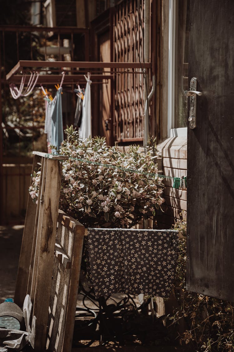 Laundry Drying In Front Of The House