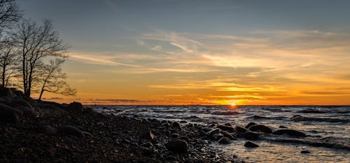 Seashore Photo Shot Während Des Sonnenuntergangs