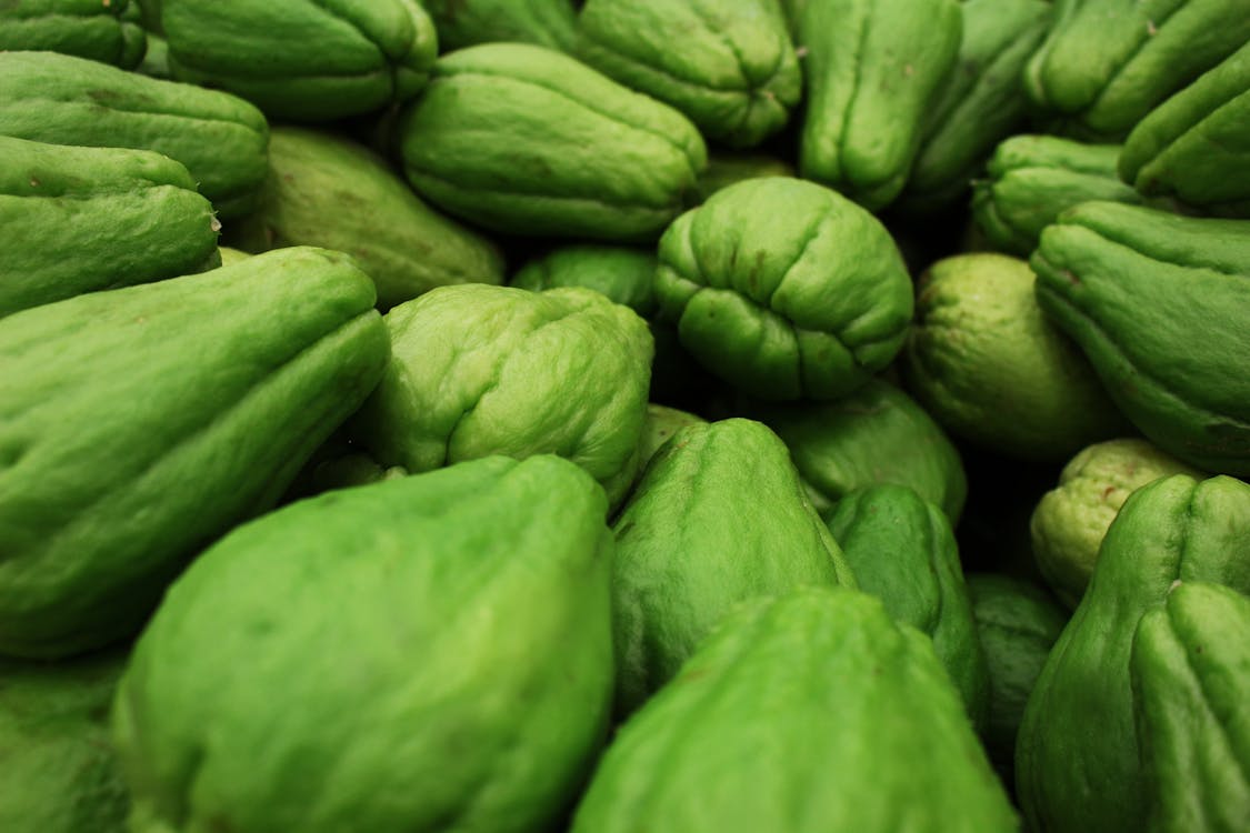 Green Fresh Chayote in Close-Up Photography