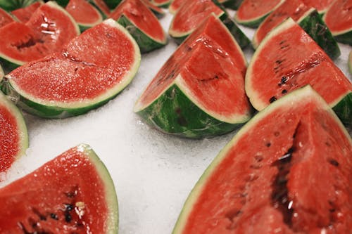 Free Sliced Watermelons on Ice Stock Photo