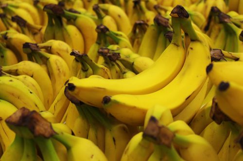 Free A close-up of ripe yellow bananas, showcasing fresh and tropical appeal. Stock Photo