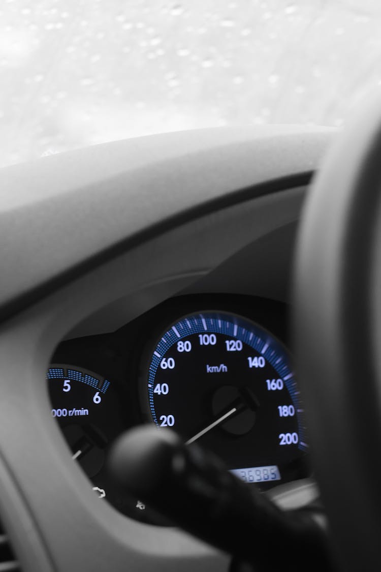 White And Blue Speedometer