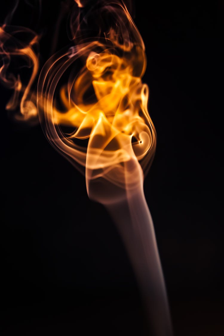 Yellow Fire With White Smoke 