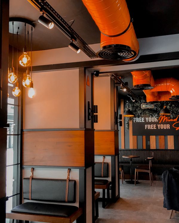 Interior Of Caf In Black And Orange Colors Free Stock Photo Interior Of Caf In Black And Orange Colors Free Stock Photo