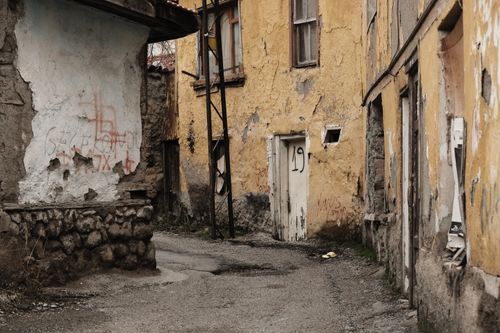 Free A decaying and abandoned alley in Ankara showcasing urban neglect. Stock Photo