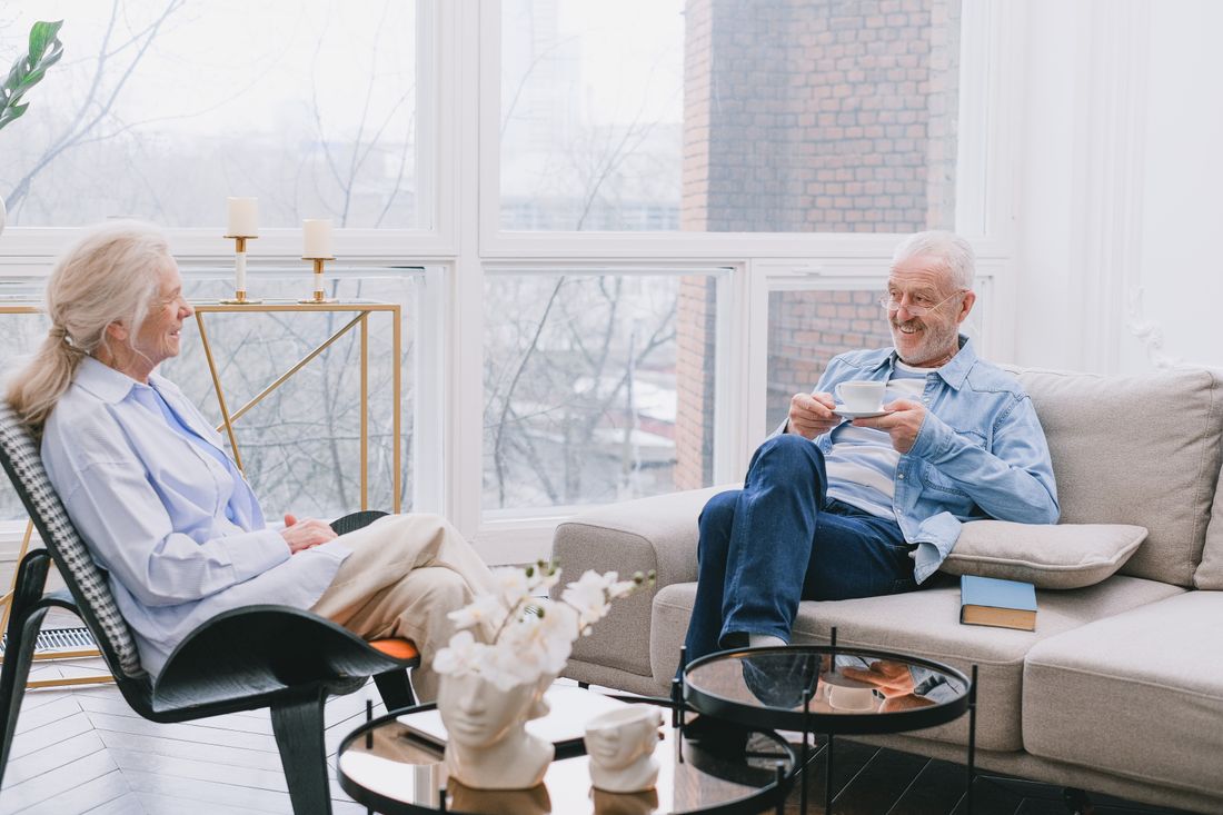 Senior couple enjoying time together at home