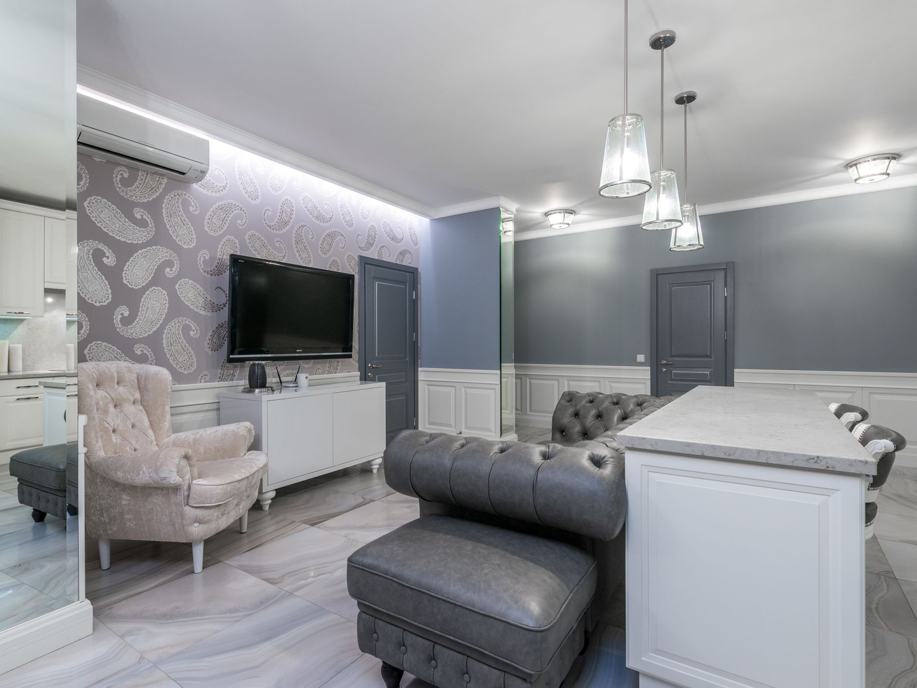 Commercial Decorating in The Hale — dust sheets down and the room fully protected