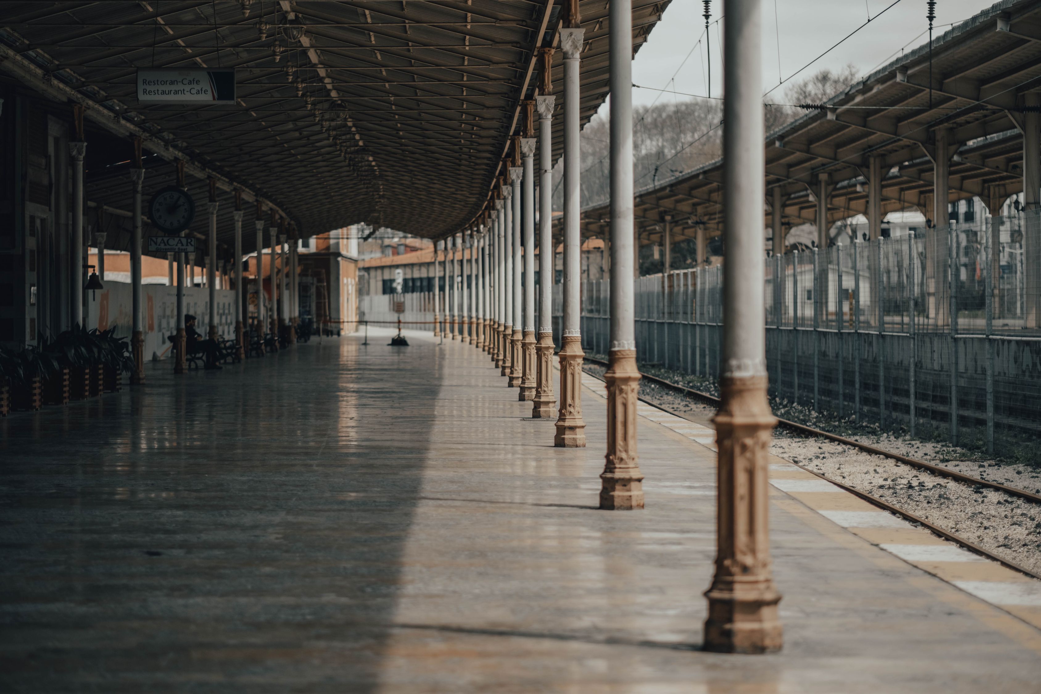Train Columns Train station with columns near railroad · Free Stock Photo
