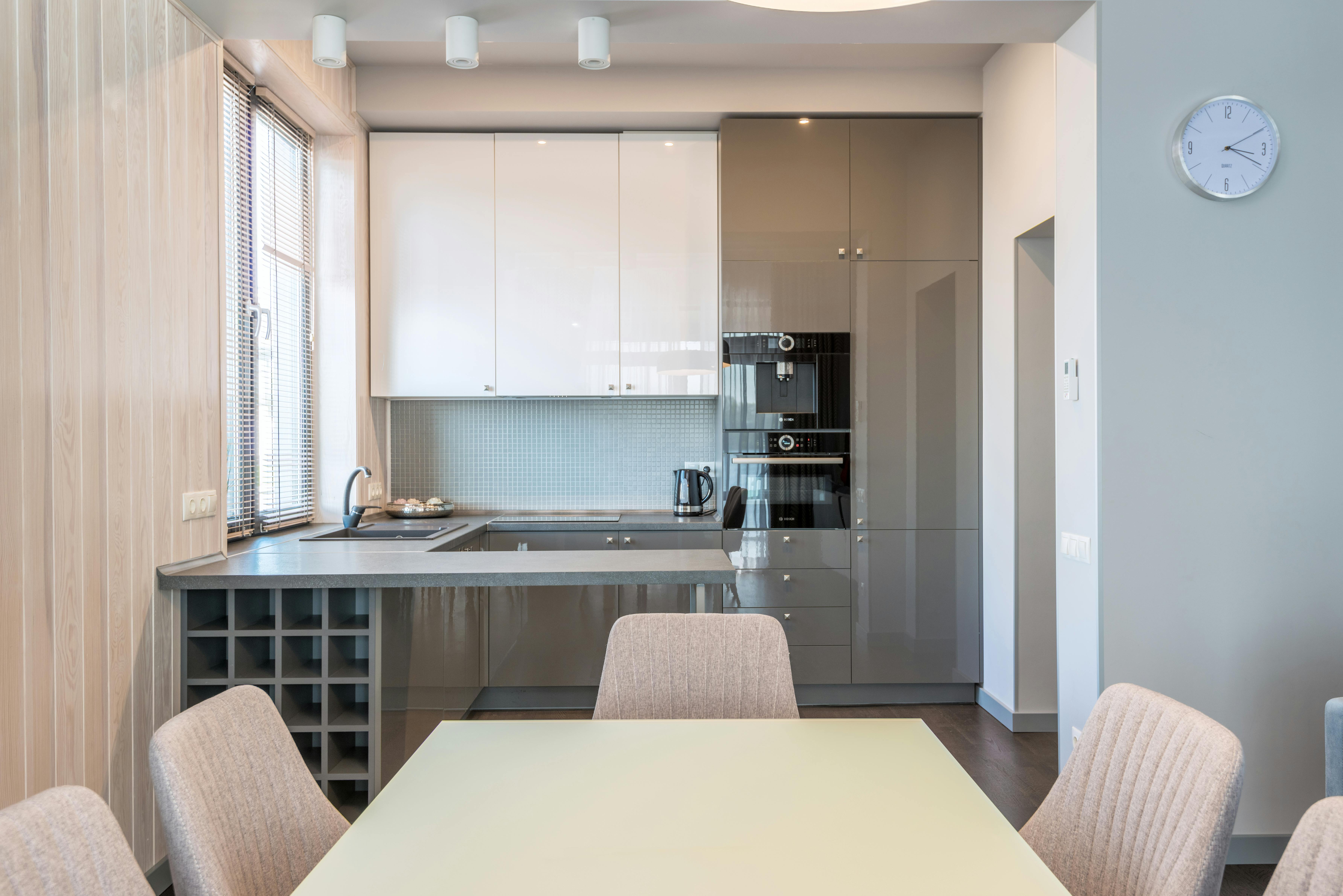sleek, white high-gloss thermofoil kitchen - custom cabinet fronts