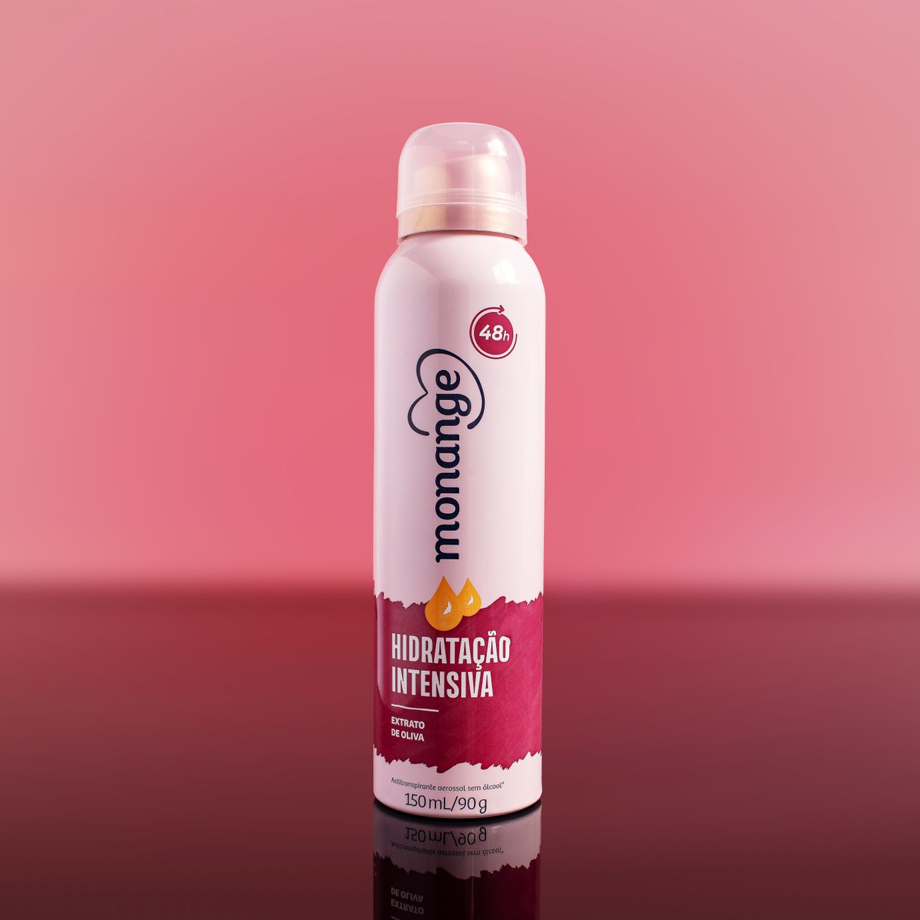 Close-up of intensive hydration deodorant bottle on a pink background.