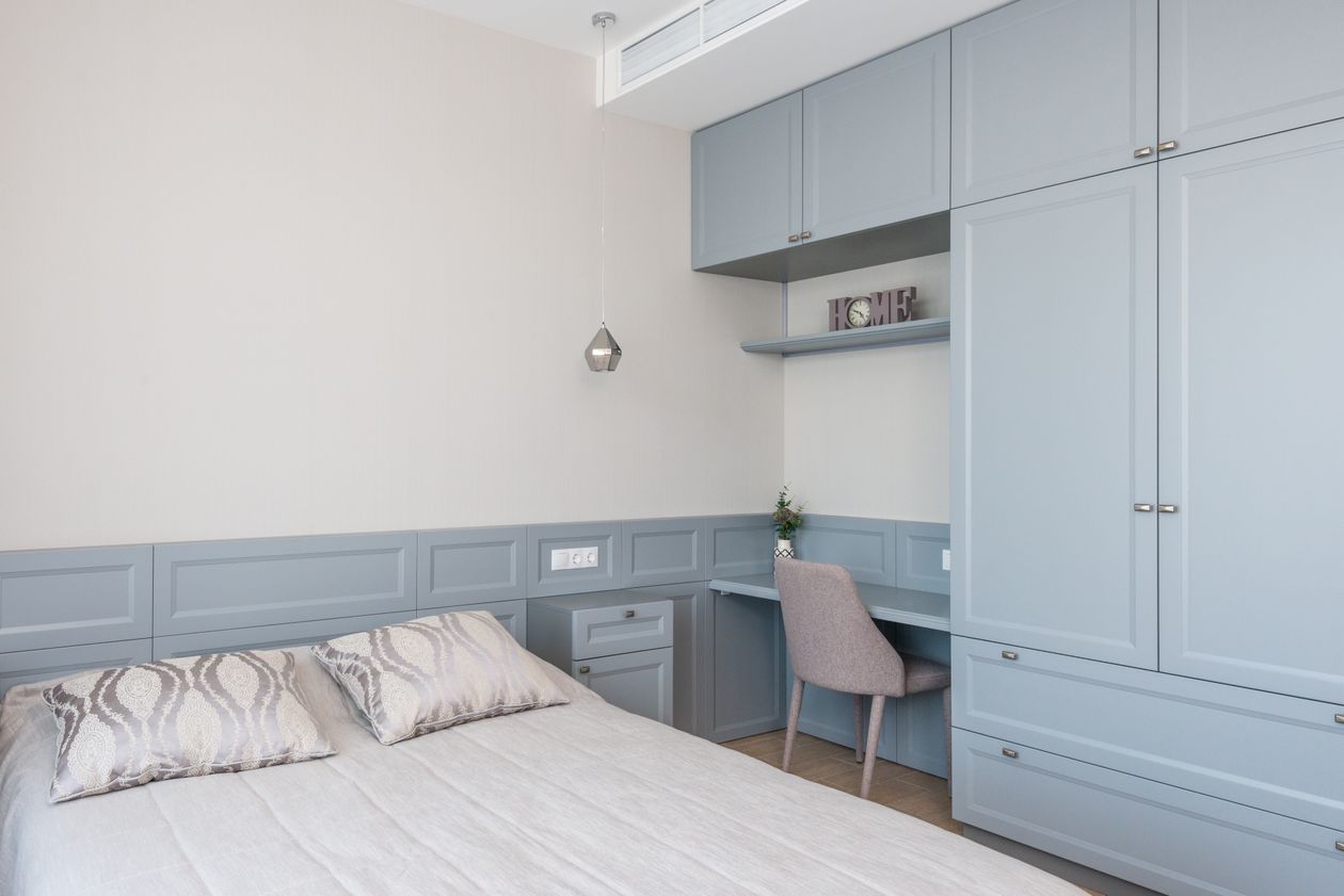 Aesthetic bedroom interior with warm lamp and cozy room decor