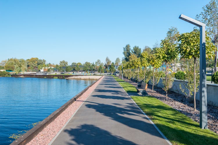 Empty Promenade On Lakeshore