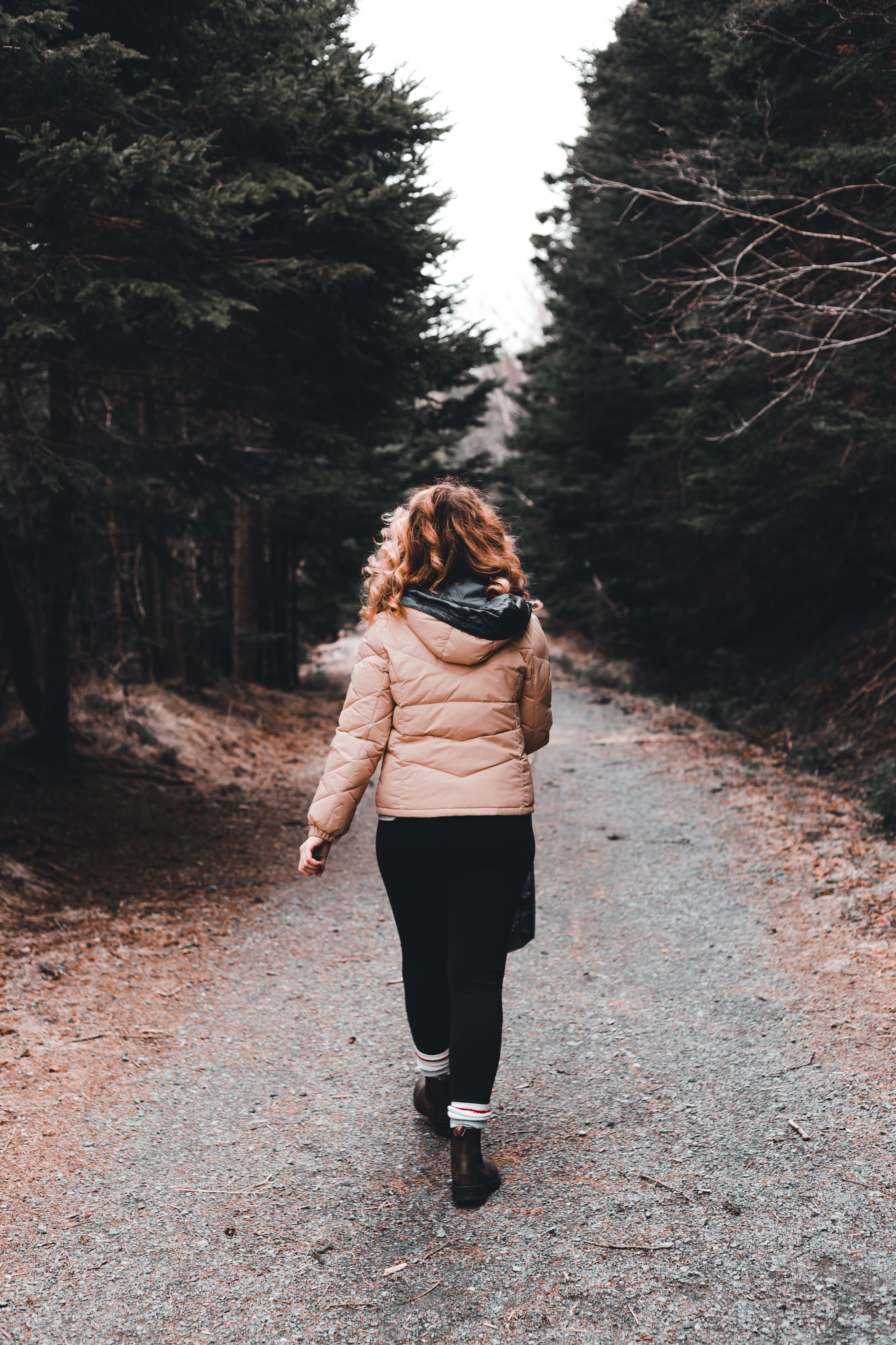 Faceless woman strolling on path near trees · Free Stock Photo